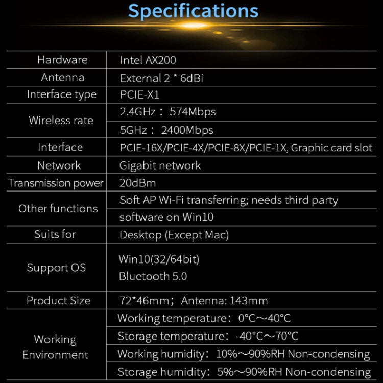 COMFAST Gaming Game 3000Mbps Gigabit Dual-Frequency Wireless Desktop Computer PCIE Wireless Netwo...
