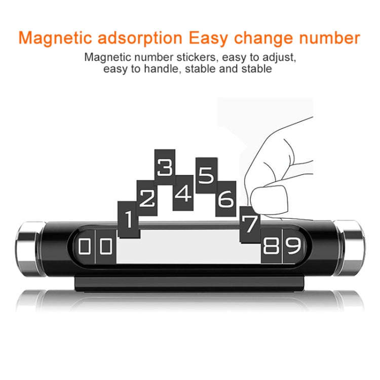 Magnetic Adsorption Design Car Shape Rotatable Luminous Car Temporary Parking Card with Phone Num...