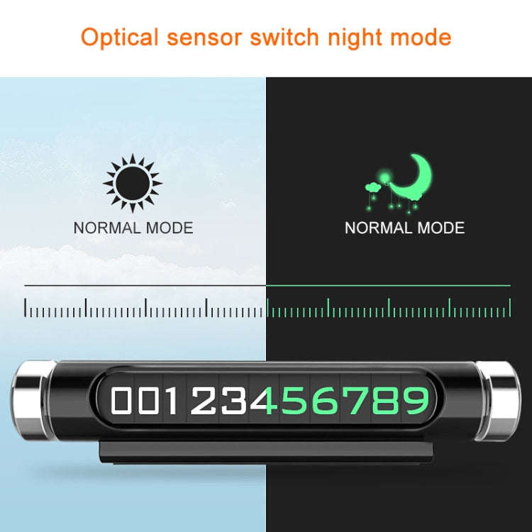 Magnetic Adsorption Design Car Shape Rotatable Luminous Car Temporary Parking Card with Phone Num...