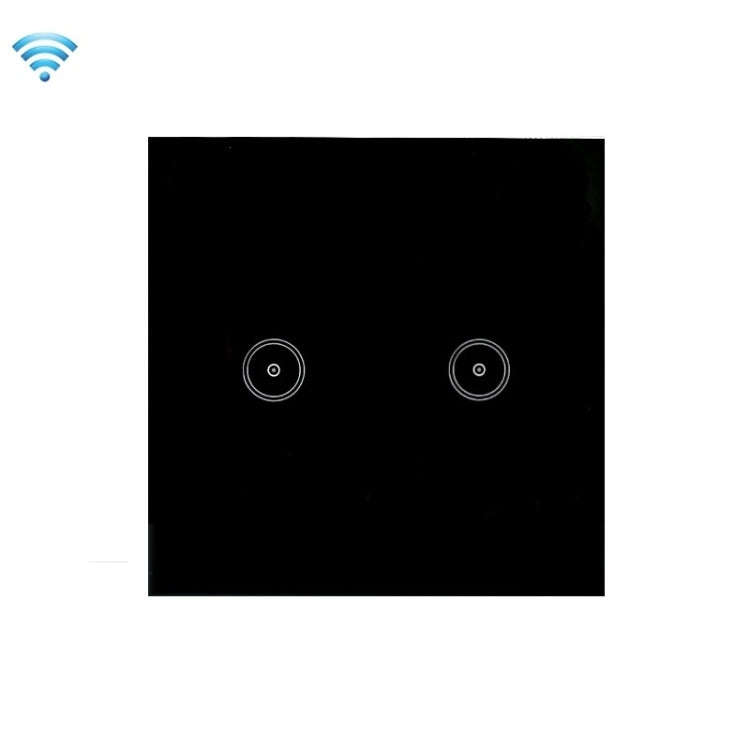 Wifi Wall Touch Panel Switch Voice Control Mobile Phone Remote Control, Model: Black 2 Gang (Zero...
