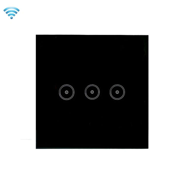 Wifi Wall Touch Panel Switch Voice Control Mobile Phone Remote Control, Model: Black 3 Gang (Zero...