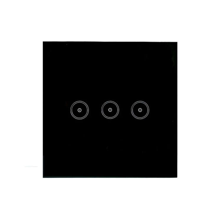 Wifi Wall Touch Panel Switch Voice Control Mobile Phone Remote Control, Model: Black 3 Gang (Zero...
