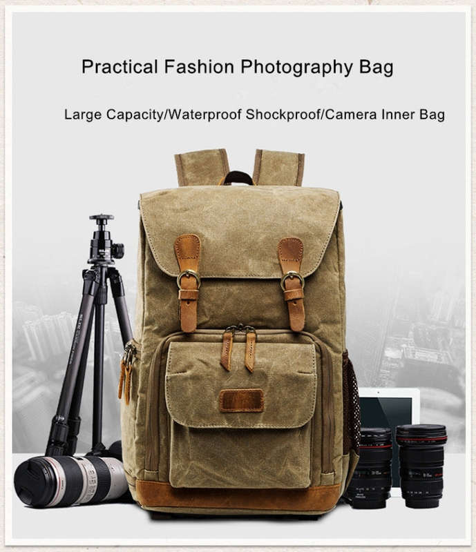 Batik Canvas Waterproof Photography Bag Outdoor Wear-resistant Large Camera Photo Backpack Men fo...