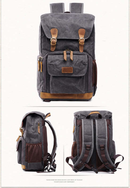 Batik Canvas Waterproof Photography Bag Outdoor Wear-resistant Large Camera Photo Backpack Men fo...