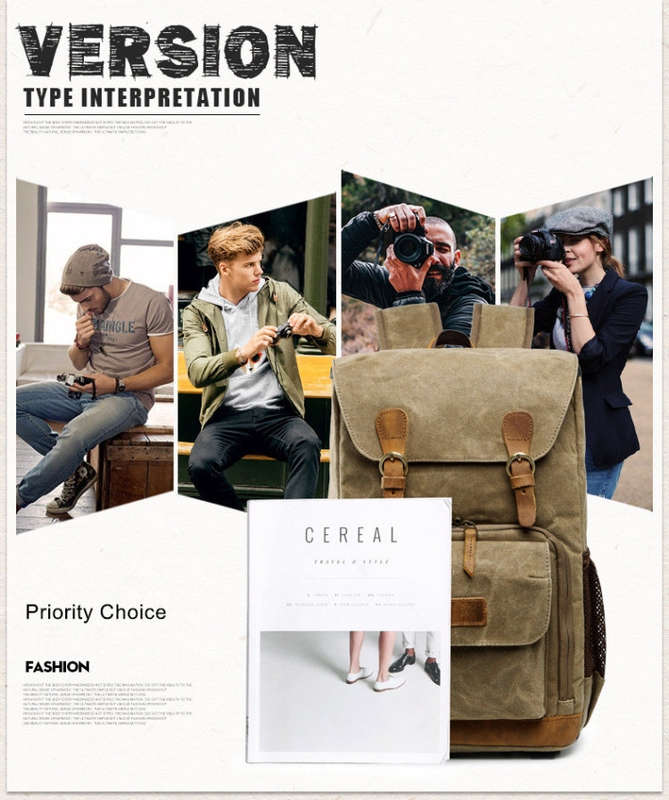 Batik Canvas Waterproof Photography Bag Outdoor Wear-resistant Large Camera Photo Backpack Men fo...