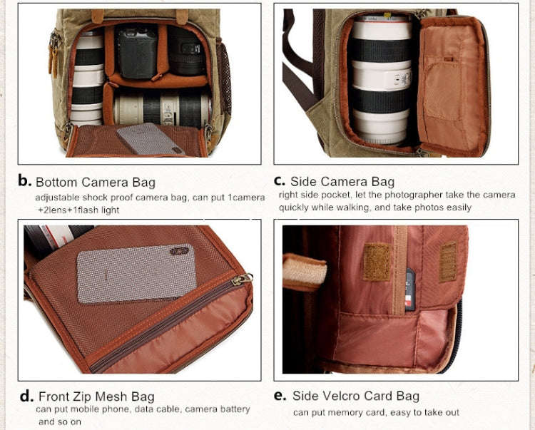 Batik Canvas Waterproof Photography Bag Outdoor Wear-resistant Large Camera Photo Backpack Men fo...