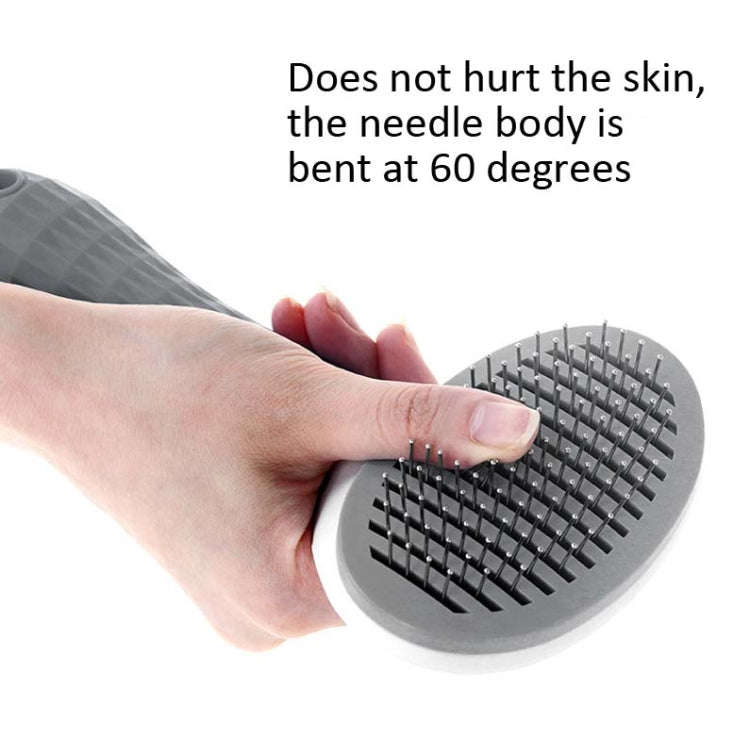 Stainless Steel Needle Automatic Cleaning Pet Hair Removal Dog Brush Pet Comb(Blue Thick Needle)