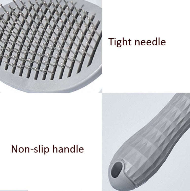 Stainless Steel Needle Automatic Cleaning Pet Hair Removal Dog Brush Pet Comb(Gray Thick Needle)