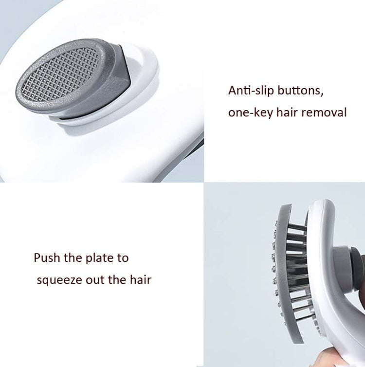 Stainless Steel Needle Automatic Cleaning Pet Hair Removal Dog Brush Pet Comb(Gray Thick Needle)