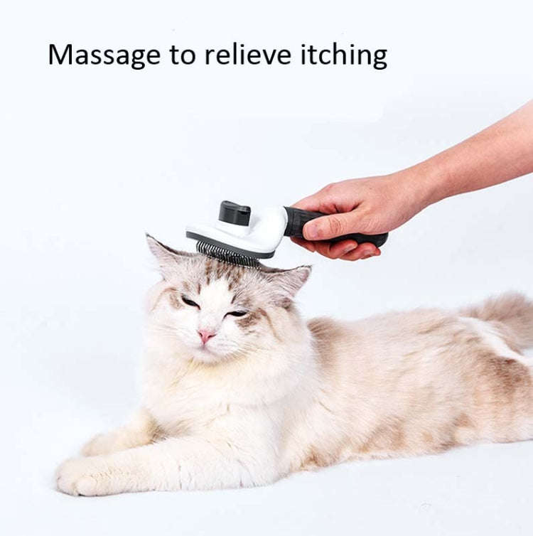 Stainless Steel Needle Automatic Cleaning Pet Hair Removal Dog Brush Pet Comb(Gray Thick Needle)