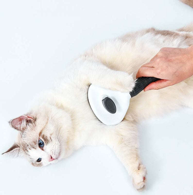 Stainless Steel Needle Automatic Cleaning Pet Hair Removal Dog Brush Pet Comb(Gray Thick Needle)