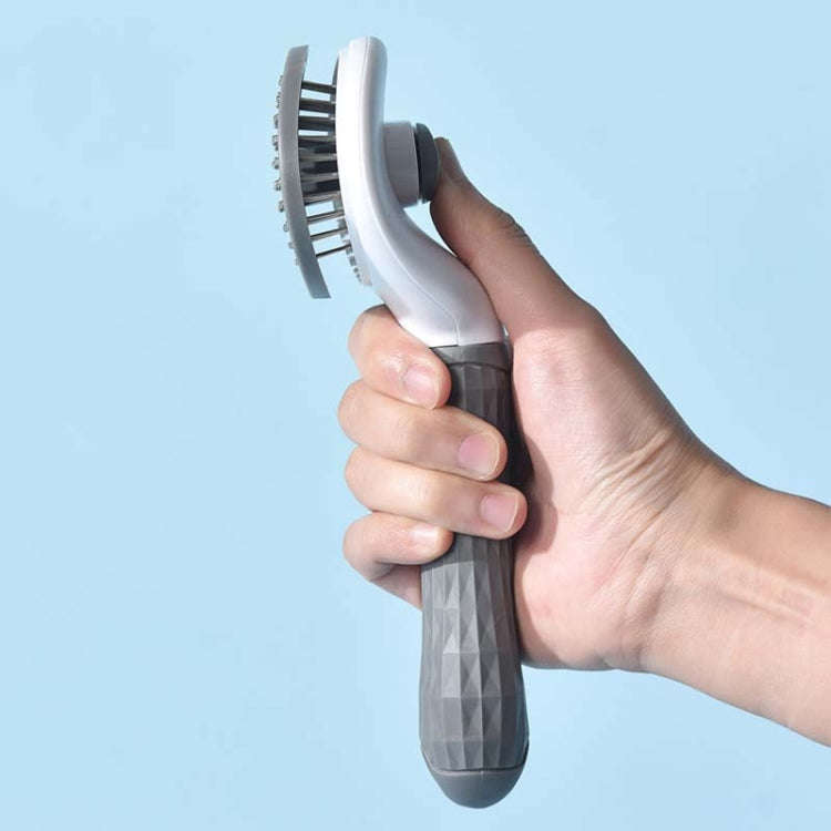 Stainless Steel Needle Automatic Cleaning Pet Hair Removal Dog Brush Pet Comb(Gray Thick Needle)