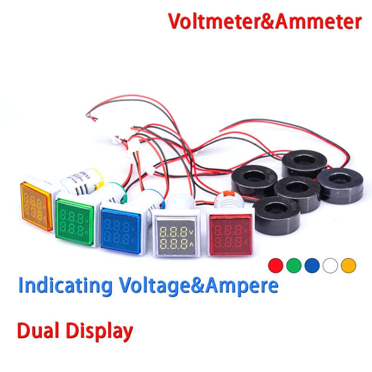 AD16-22FVA Square Signal Indicator Type Mini Digital Display AC Voltage And Current Meter(Green)