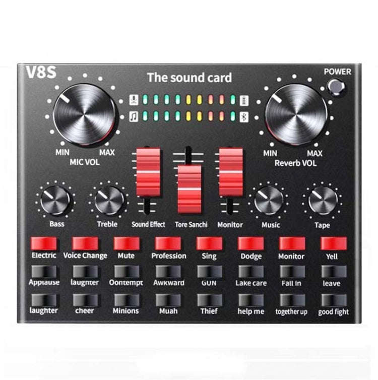 V8S Sound Card Mobile Phone Computer Anchor Live K Song Recording Microphone, Specification: Engl...