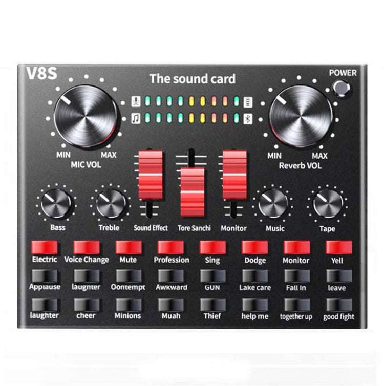 V8S Sound Card Mobile Phone Computer Anchor Live K Song Recording Microphone, Specification: Engl...