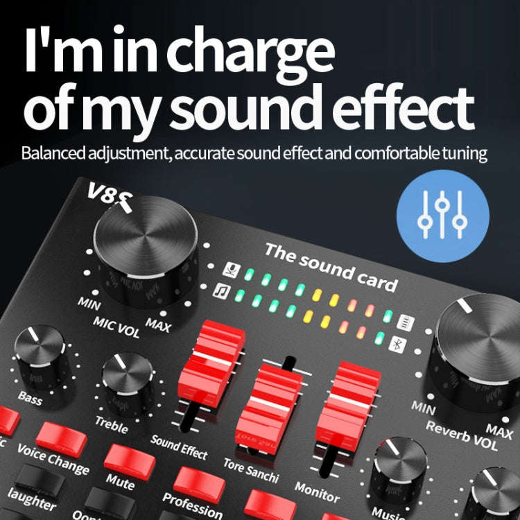 V8S Sound Card Mobile Phone Computer Anchor Live K Song Recording Microphone, Specification: Engl...