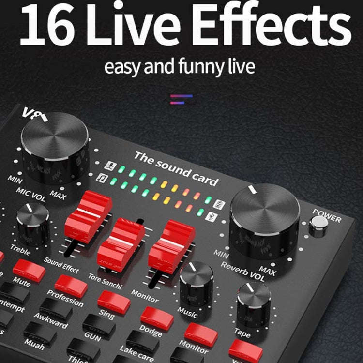 V8S Sound Card Mobile Phone Computer Anchor Live K Song Recording Microphone, Specification: Engl...