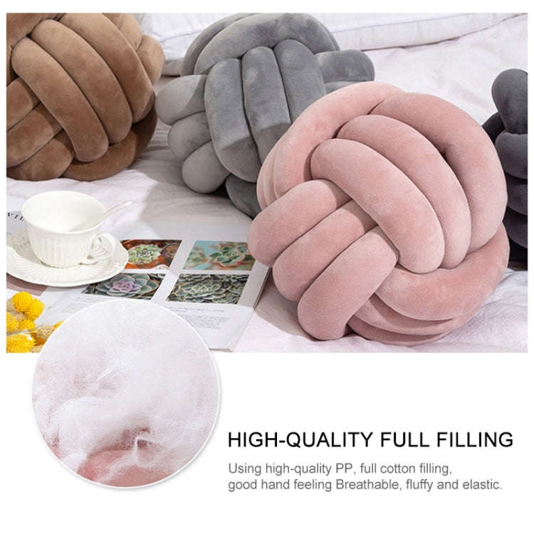 Hand-Made Knotted Ball Pillow, Size: Diameter: 25~30cm(Camel Grey)