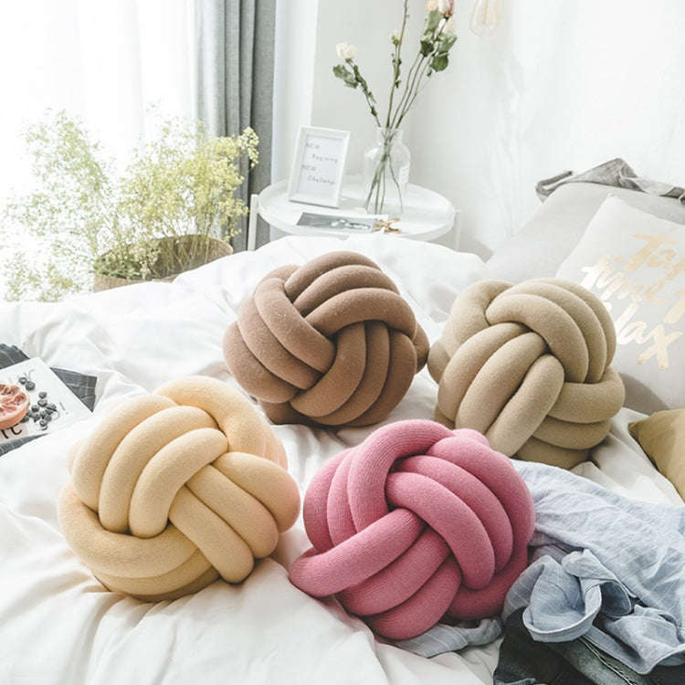 Hand-Made Knotted Ball Pillow, Size: Diameter: 25~30cm(Camel Grey)