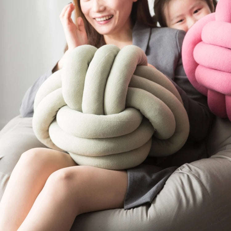 Hand-Made Knotted Ball Pillow, Size: Diameter: 25~30cm(Camel Grey)