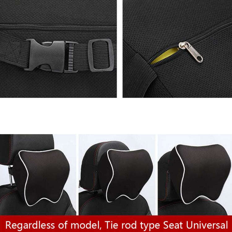 Car Headrest Pillow Neck Pillow Car Memory Foam Cervical Pillow Interior Supplies(Black Red Edge)