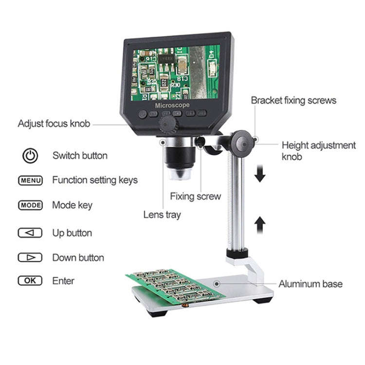 G600A HD Mobile Phone Repair Microscope 4.3 Inch Screen Digital Microscope Electron Microscope(EU...