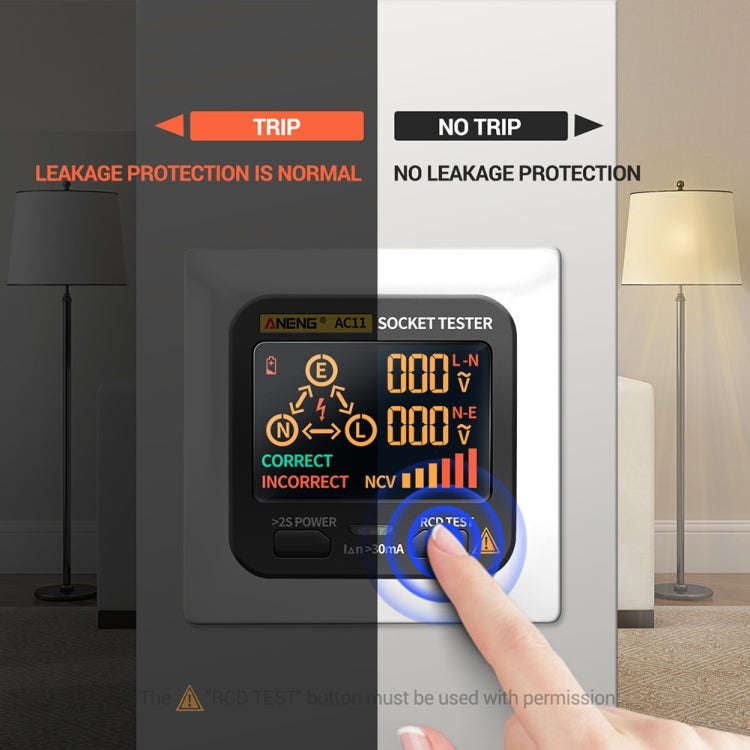 ANENG AC11 Multifunctional Digital Display Socket Tester Electrical Ground Wire Tester(US Plug)