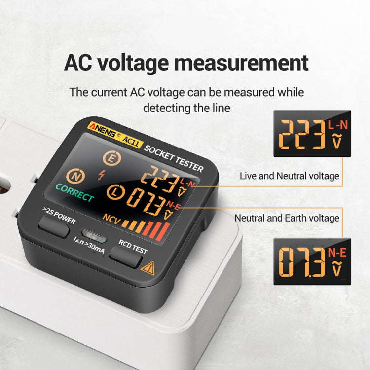 ANENG AC11 Multifunctional Digital Display Socket Tester Electrical Ground Wire Tester(US Plug)