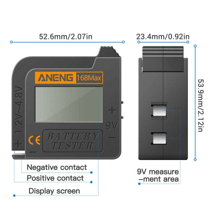 2 PCS ANENG 168MAX Portable Battery Tester High-Precision Battery Power Tester Battery Capacity T...