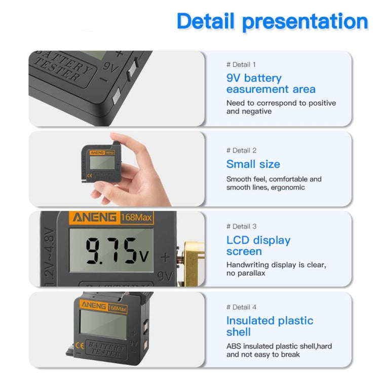 2 PCS ANENG 168MAX Portable Battery Tester High-Precision Battery Power Tester Battery Capacity T...