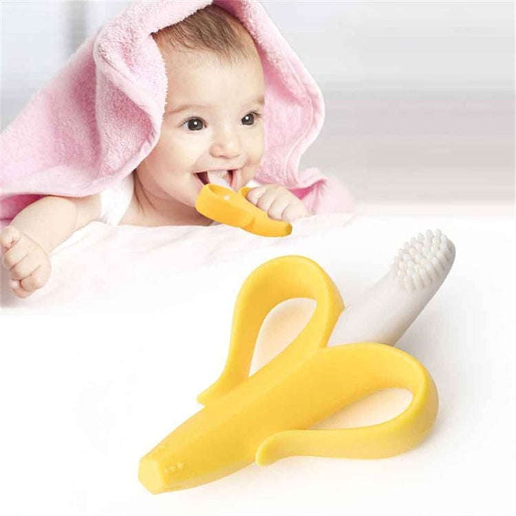 Newborn Baby Banana Silicone Teether Bite(Yellow)