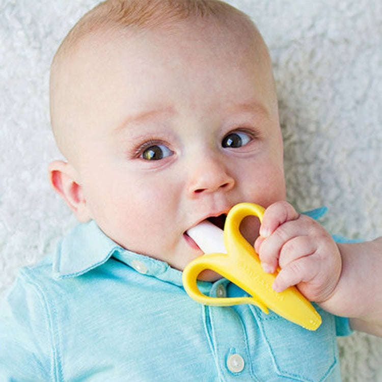 Newborn Baby Banana Silicone Teether Bite(Yellow)