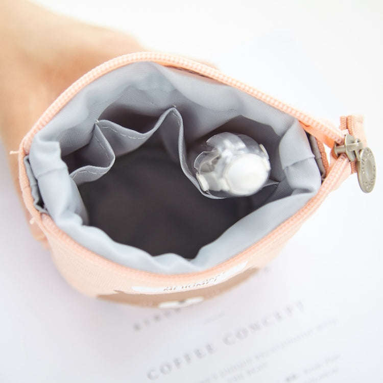 Corduroy Retractable Drop-Down Pencil Case Student Stationery Storage Bag(Coffee Cat)