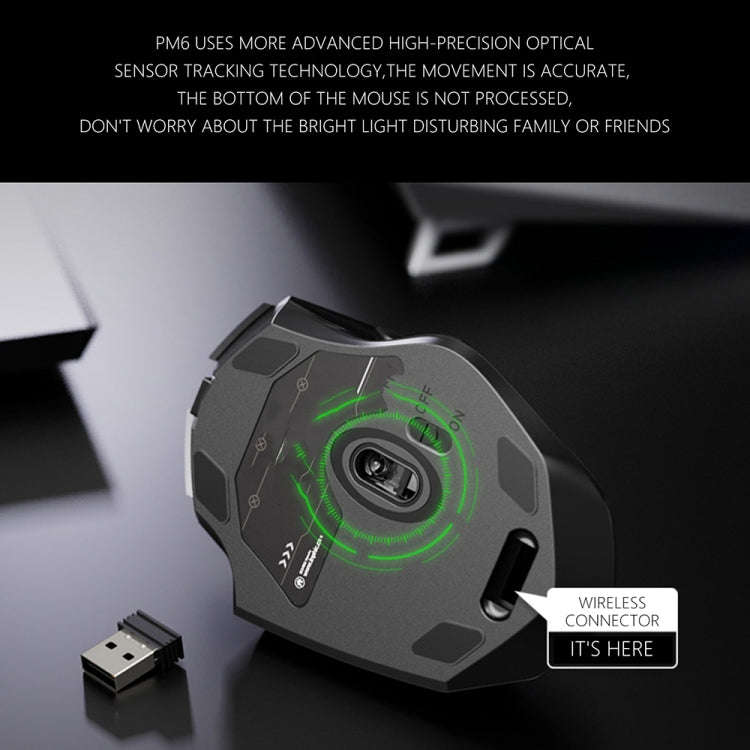 Inphic PM6 6 Keys 1000/1200/1600 DPI Home Gaming Wireless Mechanical Mouse, Colour: Gray Wireless...