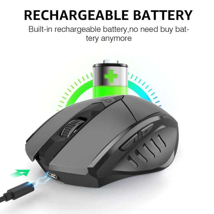 Inphic PM6 6 Keys 1000/1200/1600 DPI Home Gaming Wireless Mechanical Mouse, Colour: Gray Wireless...