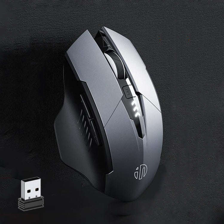 Inphic A1 6 Keys 1000/1200/1600 DPI Home Gaming Wireless Mechanical Mouse, Colour: Gray Wireless+...