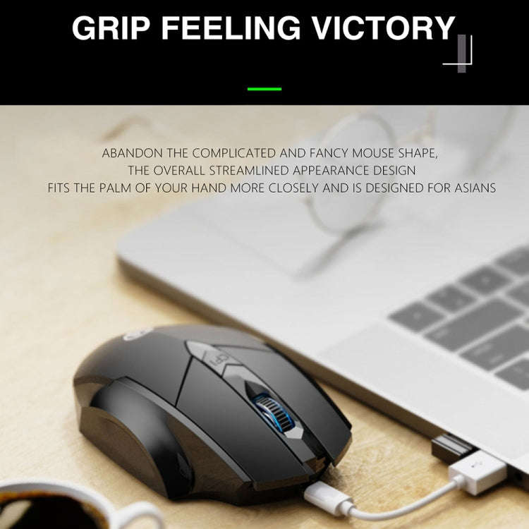 Inphic A1 6 Keys 1000/1200/1600 DPI Home Gaming Wireless Mechanical Mouse, Colour: Black Wireless...
