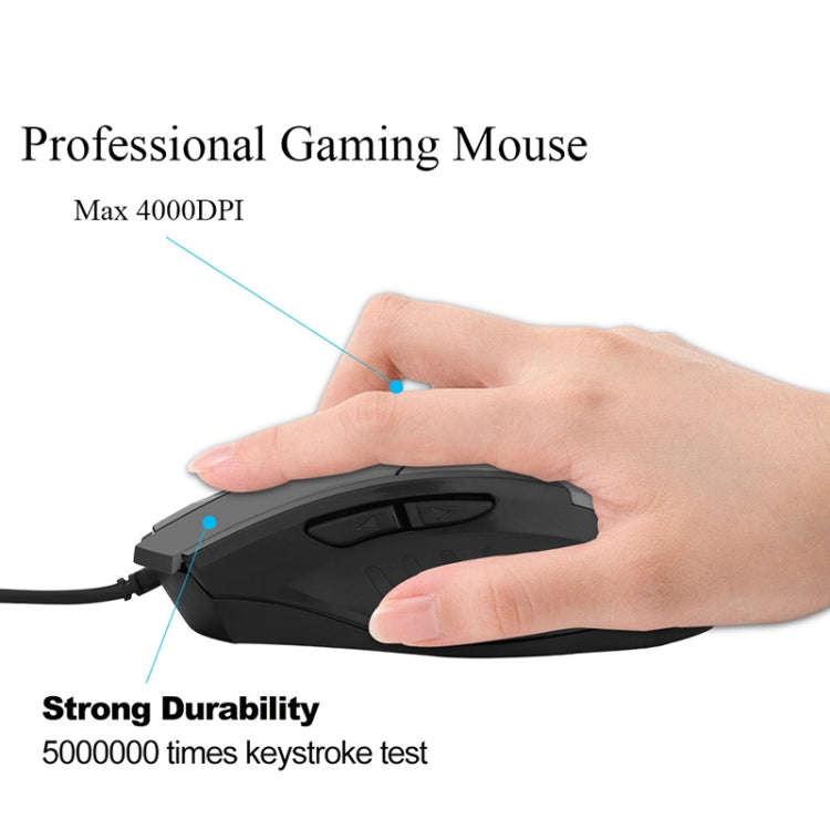 Inphic PW1 Game Mute Macro Definition Illuminated Wired Mouse, Cable Length: 1.5m(Black Game Vers...
