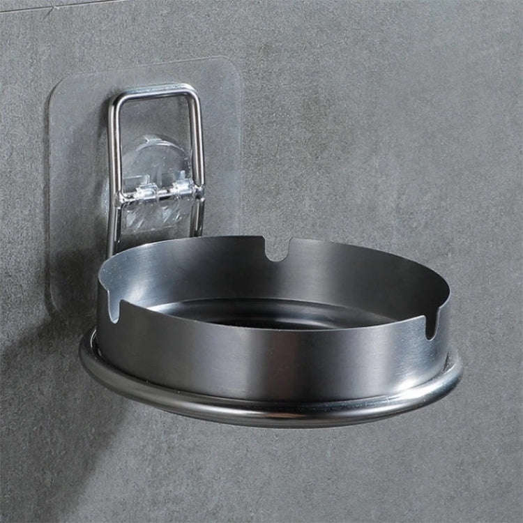 Hotel Toilet Bathroom Stainless Steel Ashtray Cigarette Storage Rack(Ashtray+Transparent Sticker)