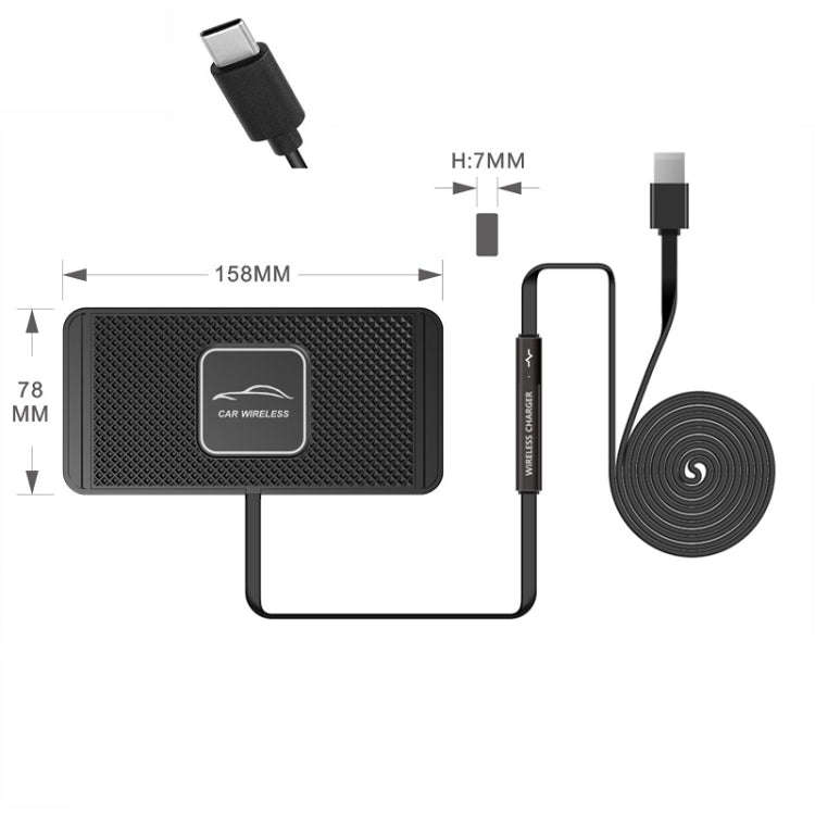 C1 15W TYPEC Interface Car Anti-slip Mat Wireless Charger(1m)