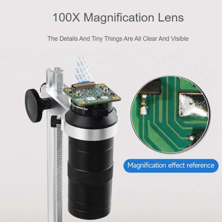 Waveshare 100X Industrial Microscope Lens, C/CS-Mount, for Raspberry Pi HQ Camera(24229)