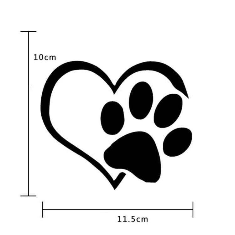20 PCS Car Sticker Reflective Love Footprints Car Sticker Dog Footprints(Black)