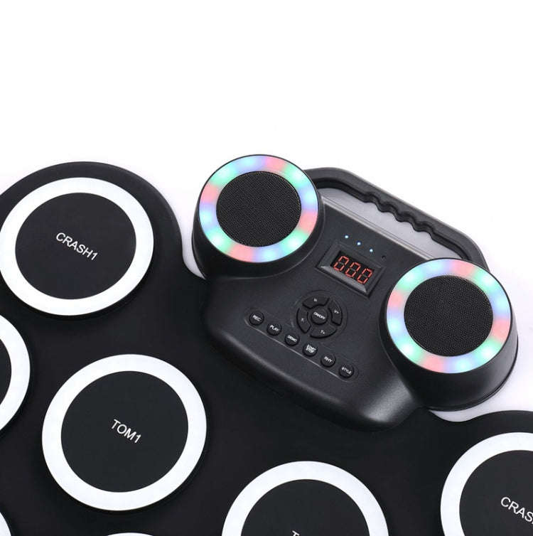 Portable Hand Roll Electronic Drum Flashing Light Bluetooth Drum(Icon Version + Black White)
