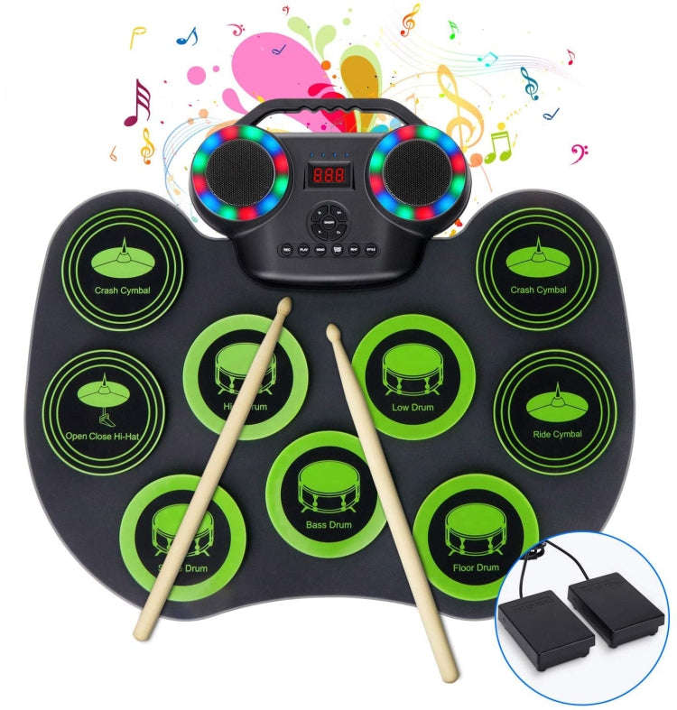 Portable Hand Roll Electronic Drum Flashing Light Bluetooth Drum(Icon Version + Black White)