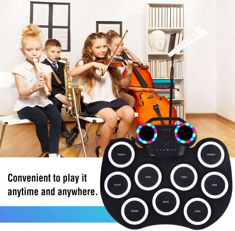 Portable Hand Roll Electronic Drum Flashing Light Bluetooth Drum(Icon Version + Black White)