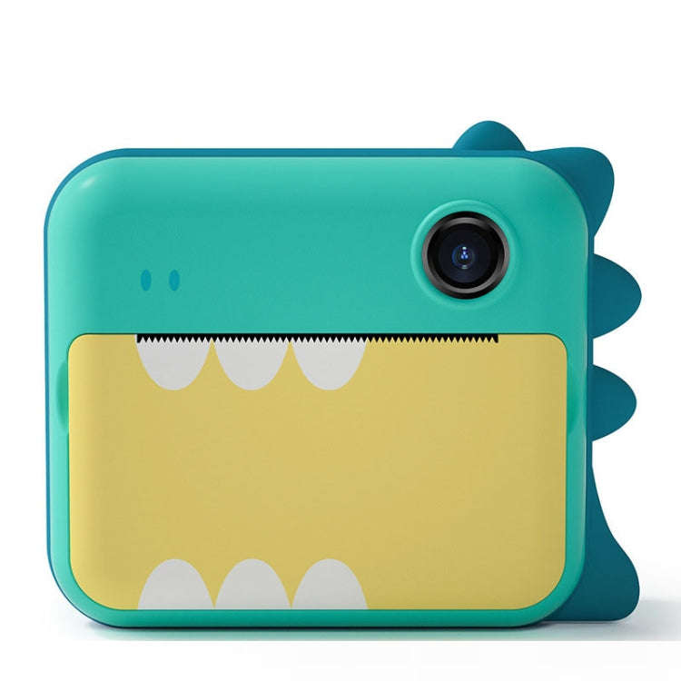 P1 Green Dinosaur 32GB Children Instant Camera 1200W Front And Rear Dual-Lens Mini Print Photogra...