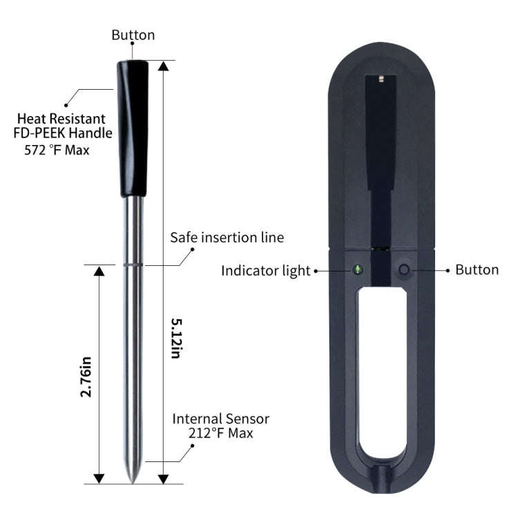 TY530 BBQ Probe Wireless Bluetooth Thermometer Mobile Phone APP Kitchen Food Barbecue Oven Thermo...