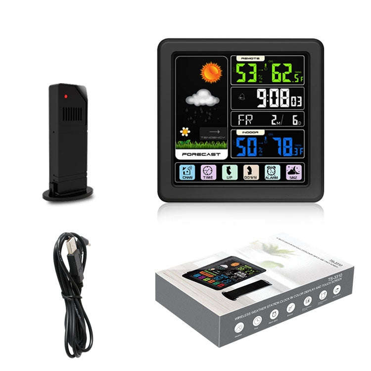 TS-3310 Wireless Weather Clock Multifunctional Color Screen Clock Creative Home Touch Screen Ther...