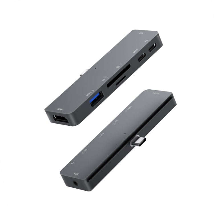 300A 7 in 1 USB3.0x1 + HDMIx1 + PD Portx1 + Type-Cx1 + SD/TF + 3.5mm Portx1 Multifunctional Exten...