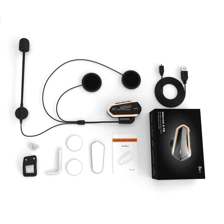 BT-S2 Helmet Bluetooth Headset FM Radio/CSR Full Duplex Walkie Talkie(Black Orange)